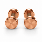 LIONIX STRATOS luxury dumbbell pair in rose gold finish with walnut wood handles