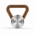 LIONIX STRATOS luxury kettlebell in brushed silver finish with walnut handle