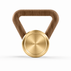 LIONIX STRATOS luxury kettlebell in champagne gold finish with walnut handle