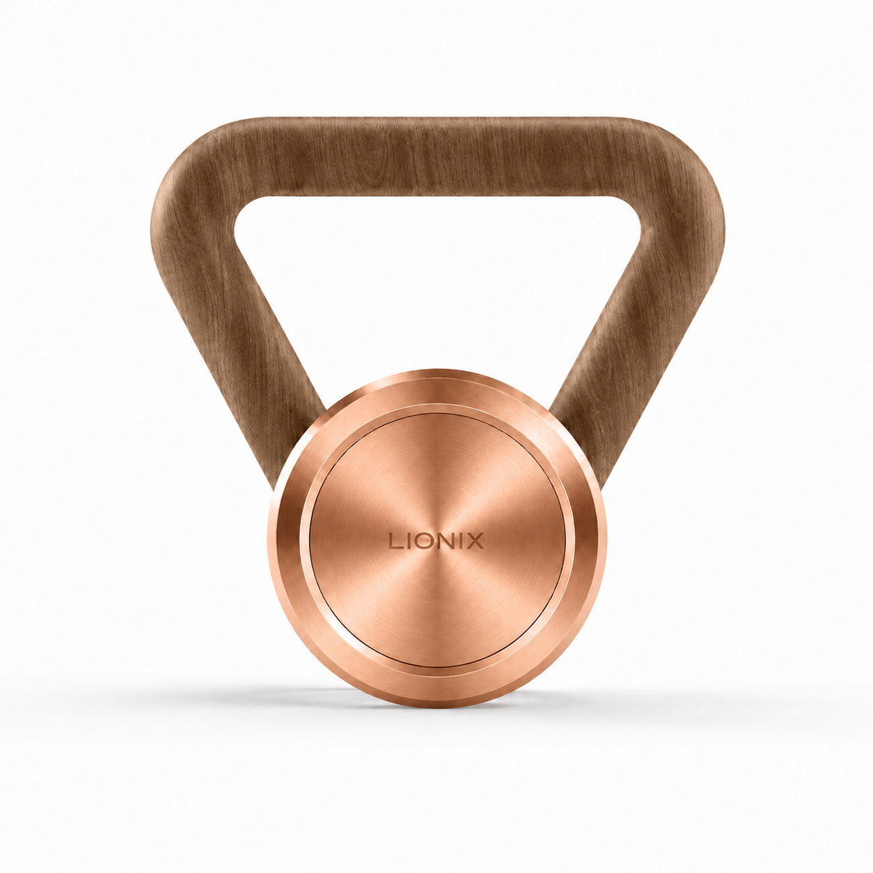 LIONIX STRATOS luxury kettlebell in rose gold finish with walnut handle