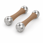 LIONIX STRATOS luxury Punchbell Pair in brushed silver finish with walnut wood handles