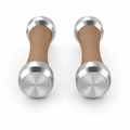 LIONIX STRATOS luxury Punchbell Pair in brushed silver finish with walnut wood handles