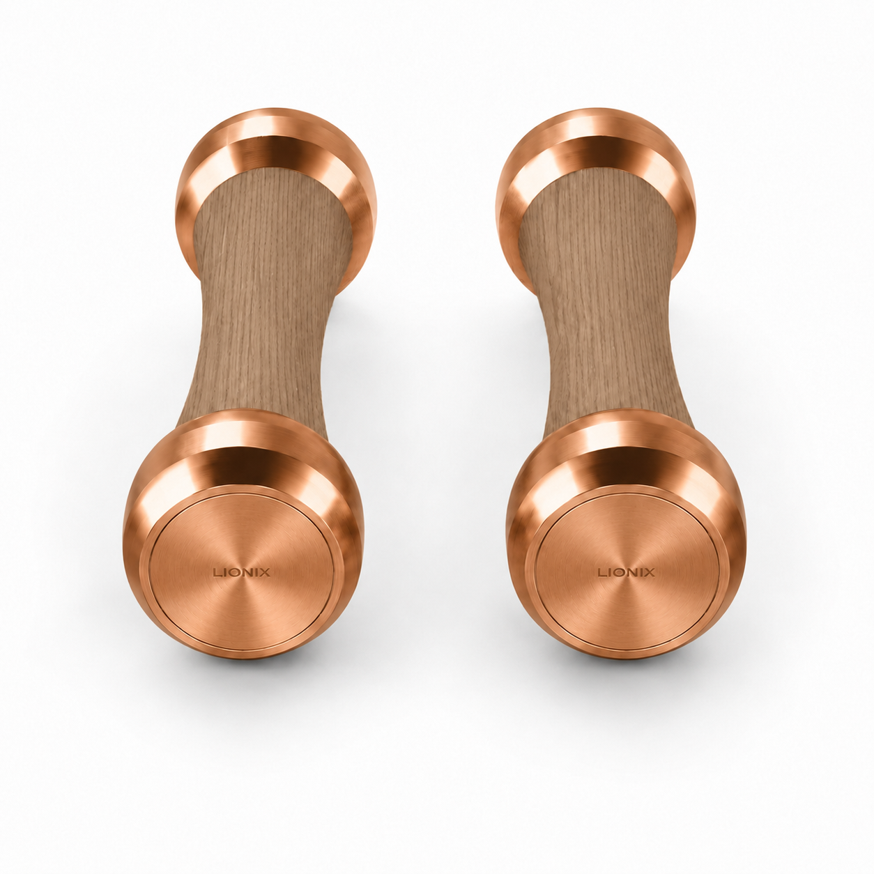 LIONIX STRATOS luxury Punchbell Pair in rose gold finish with walnut wood handles