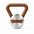 LIONIX THYRON luxury kettlebell in brushed silver finish with walnut handle