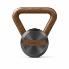 LIONIX THYRON luxury kettlebell in matte black finish with walnut handle