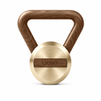 LIONIX THYRON luxury kettlebell in titanium gold finish with walnut handle