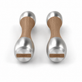 LIONIX THYRON luxury Punchbell Pair in brushed silver finish with walnut wood handles