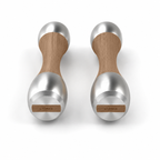 LIONIX THYRON luxury Punchbell Pair in brushed silver finish with walnut wood handles