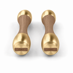 LIONIX THYRON luxury Punchbell Pair in champagne gold finish with walnut wood handles
