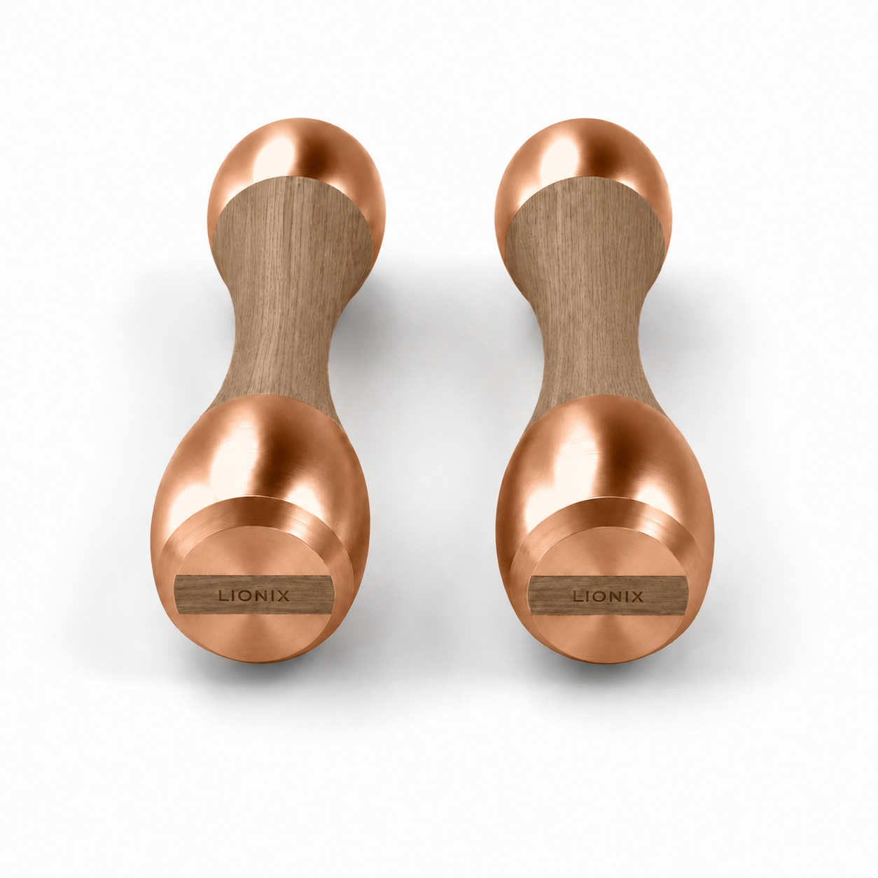 LIONIX THYRON luxury Punchbell Pair in rose gold finish with walnut wood handles