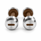 LIONIX VEYRON luxury dumbbell pair in brushed silver finish with walnut wood handles