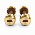 LIONIX VEYRON luxury dumbbell pair in champagne gold finish with walnut wood handles