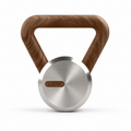 LIONIX VEYRON luxury kettlebell in brushed silver finish with walnut handle