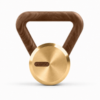 LIONIX VEYRON luxury kettlebell in champagne gold finish with walnut handle