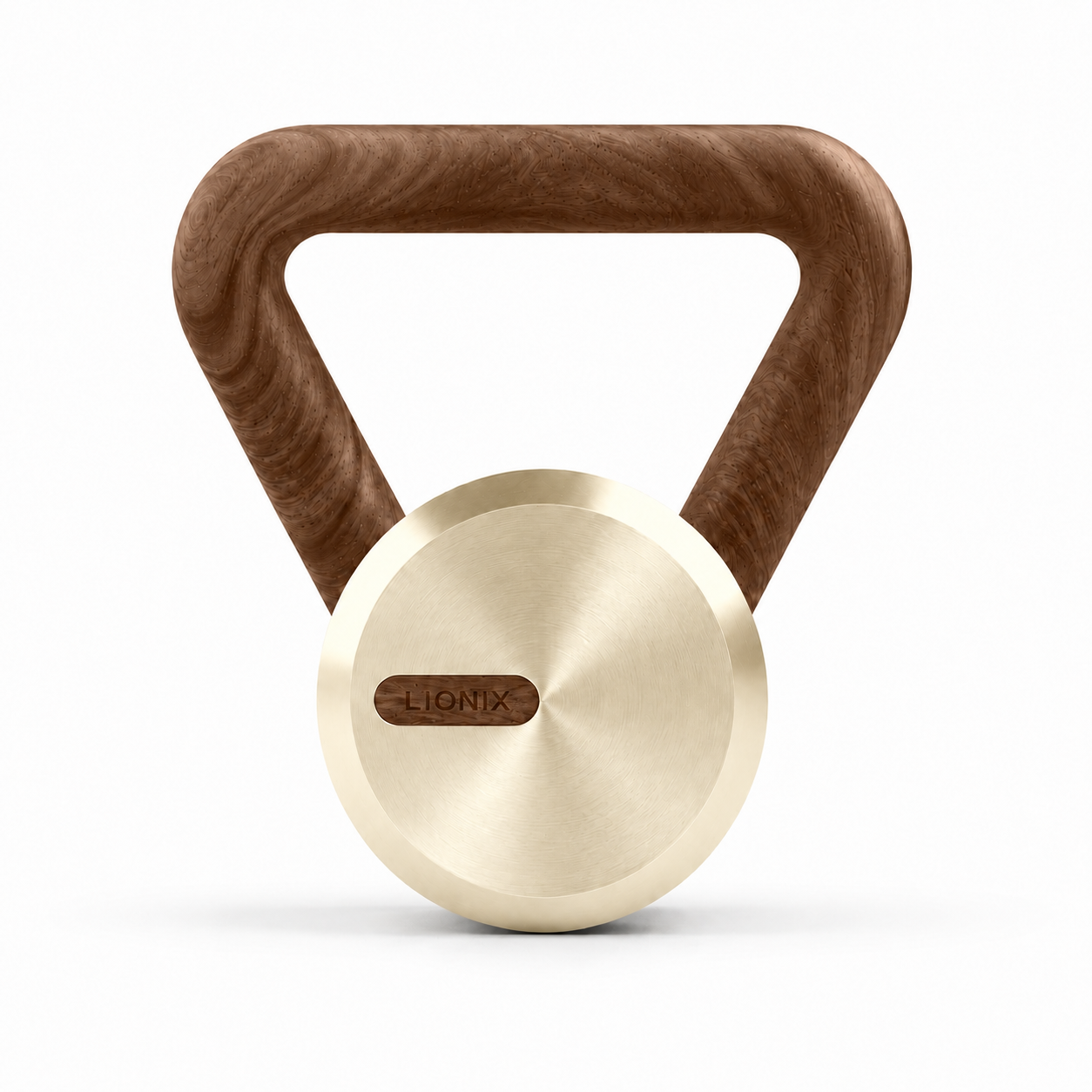LIONIX VEYRON luxury kettlebell in titanium gold finish with walnut handle