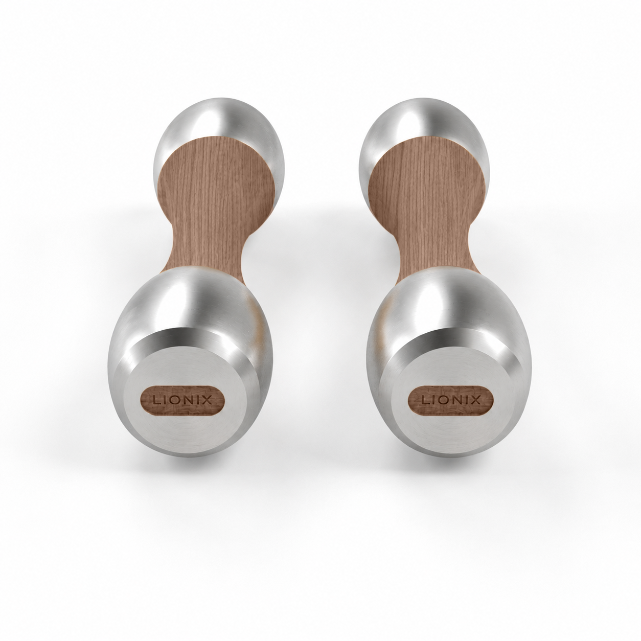 LIONIX VEYRON luxury Punchbell Pair in brushed silver finish with walnut wood handles
