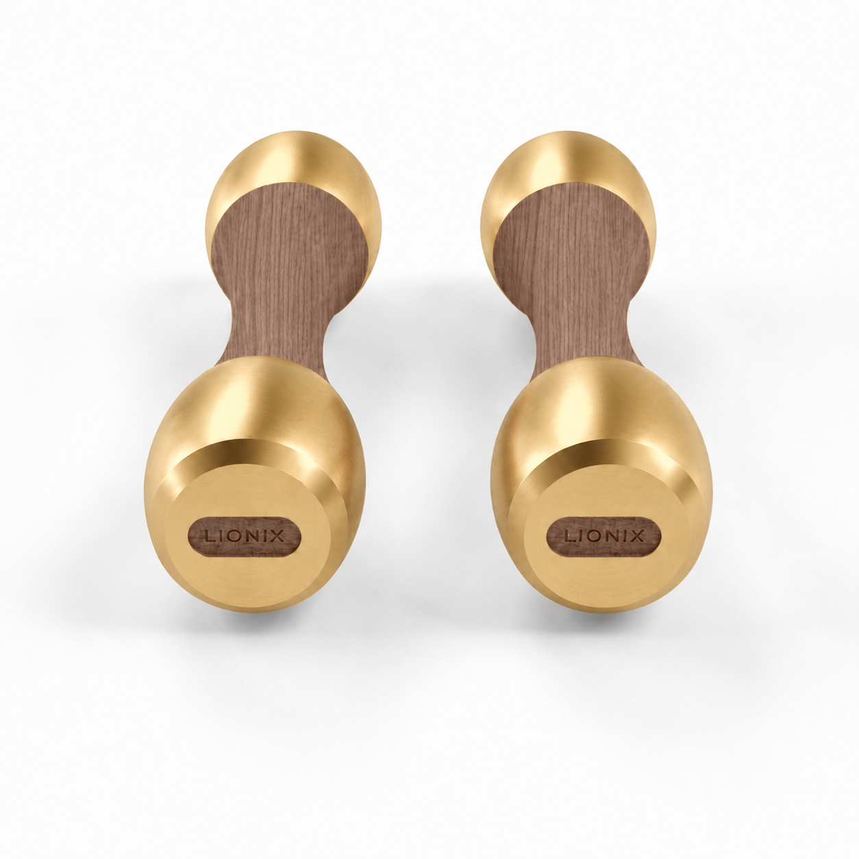 LIONIX VEYRON luxury Punchbell Pair in champagne gold finish with walnut wood handles