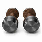 LIONIX EIDON luxury dumbbell pair in matte black finish with walnut wood handles