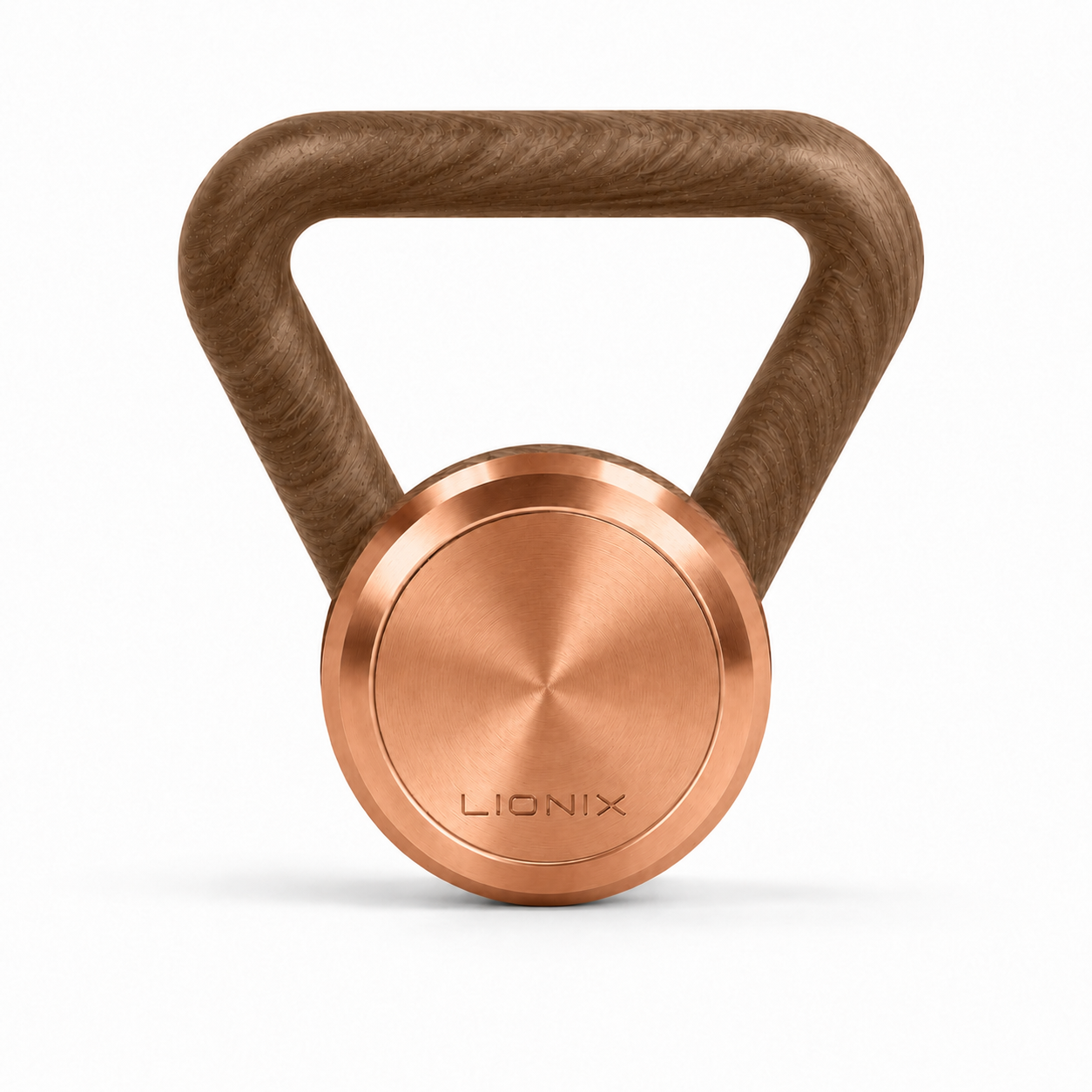 LIONIX EIDON luxury kettlebell in rose gold finish with walnut handle
